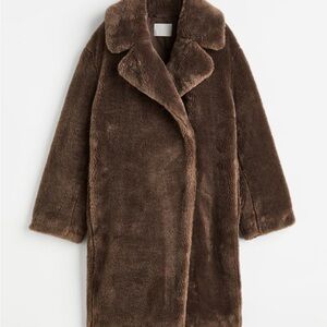 H&M Teddy Jacket Brown Oversized Plush Coat
